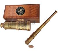 15 x telescopio vintage pirata in ottone funzionale e visione trasparente pirata con custodia in pelle di alta qualità, regalo meraviglioso per gli amanti della decorazione nautica