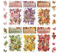 150/300 adesivi vintage a tema fatina per journaling, scrapbooking e artigianato. Adesivi trasparenti a forma di fiori e fatine per journal, cover di telefoni, laptop, notebook, album e calendari