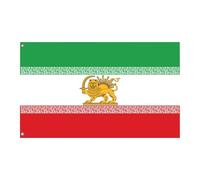 150×90 cm Bandiera d'Iran con Leone e Sole, Vecchia bandiera storica d'Iran ed ex bandiere iraniane con Leone Sole per Patriottismo e Arredamento per Interni ed Esterni