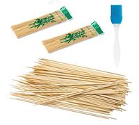 150 bastoncini per barbecue, 1 pennello per olio, bastoncini in legno usa e getta, lunghi bastoncini di legno, resistenti e pratici, adatti per spiedini, bastoncini Kanto (2,5 mm x 30 cm)