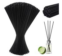 150 bastoncini profumati, 40 cm × 4 mm, bastoncini profumati per ambienti in rattan, in fibra, diffusore di fragrance, colore nero, set per aromi, decorazione per soggiorno, ufficio, bagno