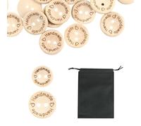 150 Bottoni in Legno con Tasca, Rotondi, Fatti a Mano con Amore, a Doppio Occhiello