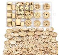 150 bottoni rotondi in legno fatti a mano, con 2 fori, per cucito, abbigliamento, progetti fai da te, decorazioni (15 mm/20 mm/25 mm)