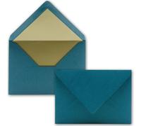 150 buste per lettere B6 con rivestimento interno dorato - 12,5 x 17,6 cm - Verde petrolio - foderate con carta metallizzata - incollaggio a umido - FarbenFroh by GUSTAV NEUSER
