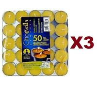 150 CANDELE CANDELINE TEALIGHT CITRONELLA LUMINI TONDE CERA MANGIAFUMO TEA LIGHT