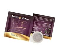150 cialde caffè Coffee World, gusto PRESTIGE - Cialda filtro carta COMPOSTABILE formato ESE44 8gr, 50% miscela Arabica e 50% Robusta lavato