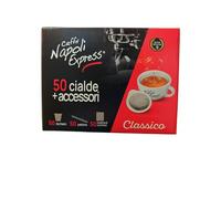 150 Cialde Caffè Napoli Express Classico, 150 Cialde con Kit Accessori, Set Completo con Bicchierini, Palettine e Bustine di Zucchero, Tostatura Napoletana