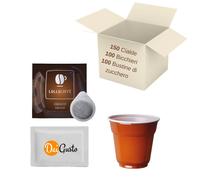 150 cialde Lollo Caffe' con 100 bicchierini 100 bustine di zucchero