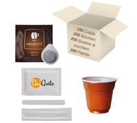 150 cialde Lollo Caffe' con 200 bicchierini 200 palette 200 bustine di zucchero