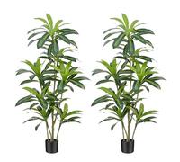 150 cm Albero artificiale Artificiale Dracaena Pianta Finta Alta con Vaso Nero Piante Finte da Interno Per Interni esterno Soggiorno Camera da Letto Ufficio Casa Corridoio Decorazione (2Pz)