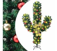 150 cm Green PVC Christmas Cactus with 460 Tips, 90 Warm White s, 8 effects, Steel Stand, Ornaments, USB Powered for Holiday Decor