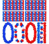 150 collane Patriottiche Leis rosso bianco blu fiore Leis 4 luglio sfuse per Giorno dell'Indipendenza Patriottico decorazioni per feste accessori per il 4 luglio, Memorial Day, Parade