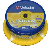 150 DVD+RW VERBATIM 4X 4.7GB DVD +RW REWRITABLE Rescrivibili Matt Silver 43489