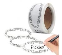150 etichette adesive ovali, scrivibili, bianche, 5,6 x 2,5 cm | Il centro vuoto offre spazio per nomi, date o note scritte a mano, con un bordo classico per una chiara etichettatura