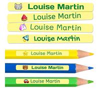 150 etichette adesive personalizzate per matite, penne e pennarelli. Adesivi scolastici con nome per contrassegnare gli oggetti. Adesivi impermeabili per scuola. Misura 4,6 x 0,6 cm