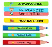 150 Etichette adesive personalizzate per matite, penne e pennarelli. Adesivi scolastici con nome per contrassegnare gli oggetti. Adesivi impermeabili per scuola. Misura 4,6 x 0,6 cm