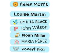 150 Etichette per vestiti termoadesive personalizzate con il nome per contrassegnare l'abbigliamento dei bambini. Adesivi da stiro, resistenti a lavatrice e asciugatrice, 6x1cm