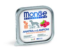 150 g Monge Monoprotein Alimento Completo Monoproteico Cibo Umido Paté con Frutta per Cani Adulti con Anatra e Lamponi Grain e Gluten Free