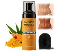 150 ml Schiuma Autoabbronzante,Giallo Zenzero Fondente Borrador Autobronceador,Di Mousse Abbronzante Senza Sole,Con Guanto Applicazione,Autoabbronzante in Mousse per Hommes et Femmes Pelli Scure