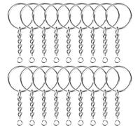 150 Pacchetti di Anelli per Chiavi da 25 mm con Catena, Portachiavi con Anello Aperto, Ideale per Lavorazioni Manuali di Chiavi, DIY, Produzione di Gioielli, Metallo Inossidabile (Colore Argento)