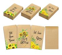 150 pacchetti di semi di verde Let Love Grow, buste autoadesive per matrimoni, Natale, San Valentino, bomboniere per gli ospiti, 3 stili (girasole)