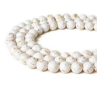 150 perline rotonde sfuse da 6 mm di colore bianco, con conchiglie turchesi naturali, per la creazione di gioielli