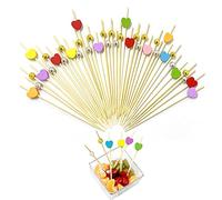 150 pezzi Bastoncini da cocktail Accessori in legno Scelte alimentari Crostini di frutta Decorativi Articoli per feste Bevande Snack Panini Bocconcini Spiedino Stuzzicadenti Volant Finger Dorato