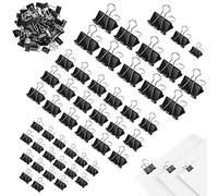 150 Pezzi Binder Clips 15mm/19mm/25mm Foldback Clips Metallo Clip Doppio Clip Fermacarte Clip Fermafogli Cartella dell'ufficio Cancelleria Clip Nero