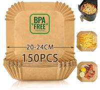 150 pezzi Carta forno per friggitrice ad aria BPA Free 20-24 cm Antiaderente Carta per Friggitrice ad Aria Facile da Pulire