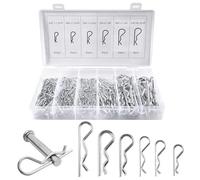 150 Pezzi Coppiglie Elastiche Acciaio per Molle, 6 Coppiglie R Clip Coppiglie a Molla con Scatola di Immagazzinaggio, R Clip Perni di Fissaggio in Acciaio Zincato, per Auto, Meccanica, Garage,Officina