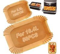 150 pezzi di carta da forno per friggitrice ad aria - Compatibile con Ninja Flex Drawer AF500EU 10.4L, Cosori Dual Blaze Twinfry 10L & Cecotec 9000 - Include 100 x per friggitrici da 5,2 l e 50 x per