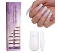 150 pezzi di punte per unghie in gel di stile francese rosa e bianco di media lunghezza, punte per unghie francesi da applicare, punte per unghie in gel 3 in 1, 15 misure per manicure fai-da-te, adatt