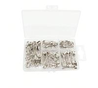 150 pezzi di spille da balia placcate in argento in una scatola a griglia piccola Tagli UnicaAcciaio inossidabile