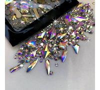 150 pezzi di strass rotondi in vetro con retro piatto più 20 pezzi di gioielli di forma strana fai da te perline decorazioni di bellezza per nail art - Crystal AB