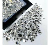 150 pezzi di strass rotondi in vetro con retro piatto più 20 pezzi di gioielli di forma strana fai da te perline decorazioni di bellezza per nail art - trasparenti