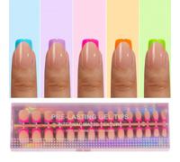 150 pezzi di unghie acriliche francesi nude - a forma di bara, a forma quadrata corta, unghie finte in gel morbido, estensioni per unghie acriliche rimovibili con soak-off, accessori per unghie Blocch
