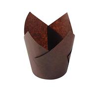150 Pezzi Mini Pirottini per Cupcake per Muffin con Design a Tulipano, Materiale Cartaceo, Dimensioni 8 * 5.5 * 5 Cm per Feste di Compleanno di Matrimoni (Marrone