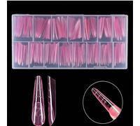 150 pezzi Moduli per unghie di copertura totale a doppia forma, punte per unghie rosa a mandorla arcuate, strumenti per l'estensione delle unghie in acrilico per arte di unghie in gel poly per salone