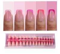 150 pezzi Punte per unghie in gel colore dopamina - Punte francesi rosa a punta, punte quadrate corte, unghie finte in gel morbido, estensioni per unghie acriliche rimovibili, adatte per donne in prim
