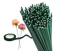150 Pezzi Steli per Fiori Verde Con 1 Nastro Adesivo, 30cm x 2mm Flessibile Filo Floreale, Metallico Gambo Floreale Filo, Gambi Floreali in Filo Metallico per DIY Produzione Composizione Floreale