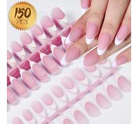 150 pezzi Unghie finte a mandorla corte Pre-Shape in punta gel acrilico, 150 pezzi / busta con suggerimenti per arte di unghie francese corti , unghie finte pre-progettate al 50% finiti, che sono fini