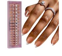 150 pezzi Unghie gel francesi corte a mandorla - Punte per unghie francesi nude a punta, forme di unghie corte a mandorla, unghie finte in gel morbido, estensioni per unghie acriliche rimovibili, acce