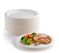 150 piatti di carta, bianchi,23 cm, 100% biodegradabili e compostabili, piatti usa e getta, ecologici, per picnic, barbecue (Bianco, 150 Stück/23cm)