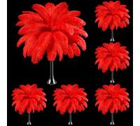 150 piume di struzzo sfuse 30-35 cm, piume naturali per fai da te, matrimoni, feste, centrotavola, mollette, cappelli, acchiappasogni, abbigliamento, decorazione artistica per la casa (rosso)