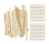 150 Porta Stoppini in Legno E 2 Adesivi per Stoppini, Accessori per Candele Fai da Te, Strumenti per Realizzare Candele