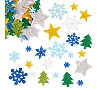 150 Pz Adesivi Schiuma Natalizi Glitterati Adesivi Gommapiuma Natale Adesivi Scrapbooking Fiocco di Neve Stelle Albero di Natale Regalo Decorazioni Natalizie Biglietti d'auguri Artigianato Fai da Te