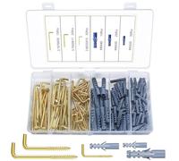 150 Pz Ganci a Vite per Legno, Ganci Avvitabili a Forma di L, Occhielli a Vite, Viti a Gancio Autofilettanti, Ganci a Soffitto L in Acciaio Inox per Appendere Cestini Piante (75 Ganci, 75 Ancore)