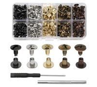 150 Set Rivetti a Vite Chicago, Vite a Testa Piatta M5x6/8mm Kit di Rivetti, Rivetti con Testa a Croce per Pelle per Cinture Fai da Te, Rilegatura di Libri, Album Fotografici, Borse (5 colori)