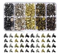 150 Set Rivetti Metallici per Rilegatura e Pelle, Set da 5 Tonalità | Ferro Robusto, Uso per Ledger e Abbigliamento, Decorazione Artigianale, Stile Freddo, 6 Facce