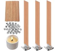 150 stoppini per candele in legno, 13 x 130 mm, stoppini in legno per candele con 100 supporti in ferro, stoppini ritagliabili, naturali per fai da te, decorazioni artigianali